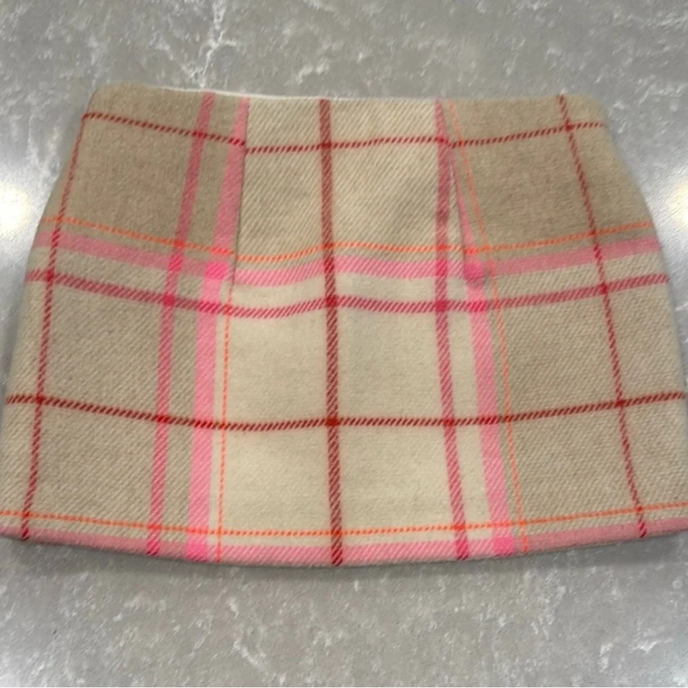 Gap Kids Pink & Tan Wool Blend Plaid Skirt — Size 4 Regular